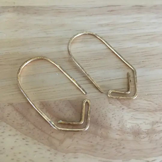 Chevron Hammered Brass Hoops