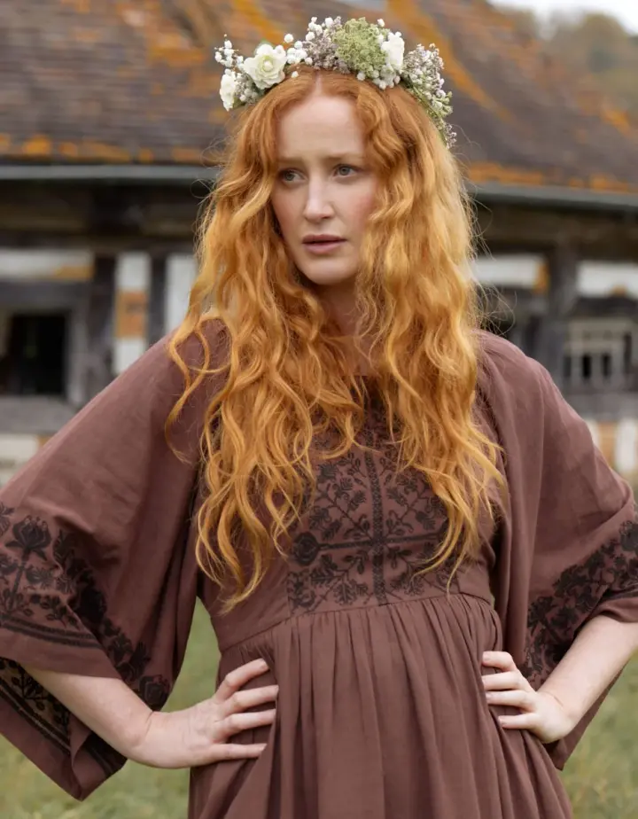 Robe brodée  'Mivilud' bois de rose