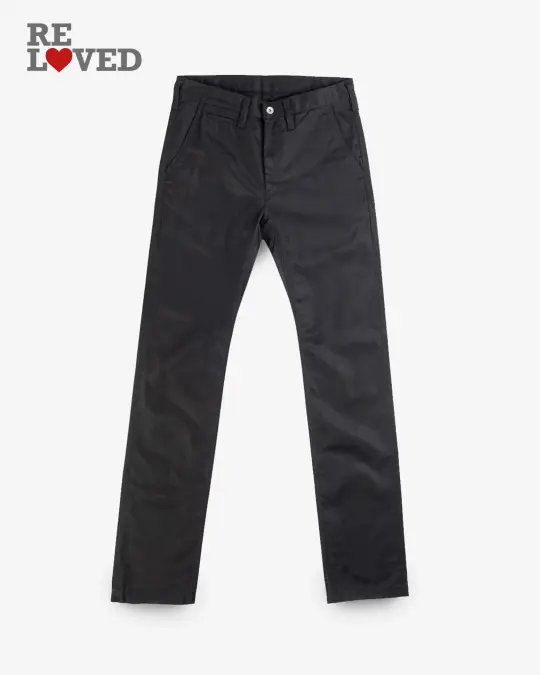 9oz Mercerised Selvedge Cotton Slim Tapered Chinos - Black (IH-721-BLK) Tag 30, Hemmed to 29.5"