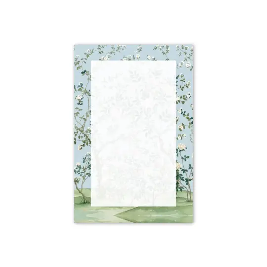Blue floral Chinoiserie print blank 4x6 size notepad