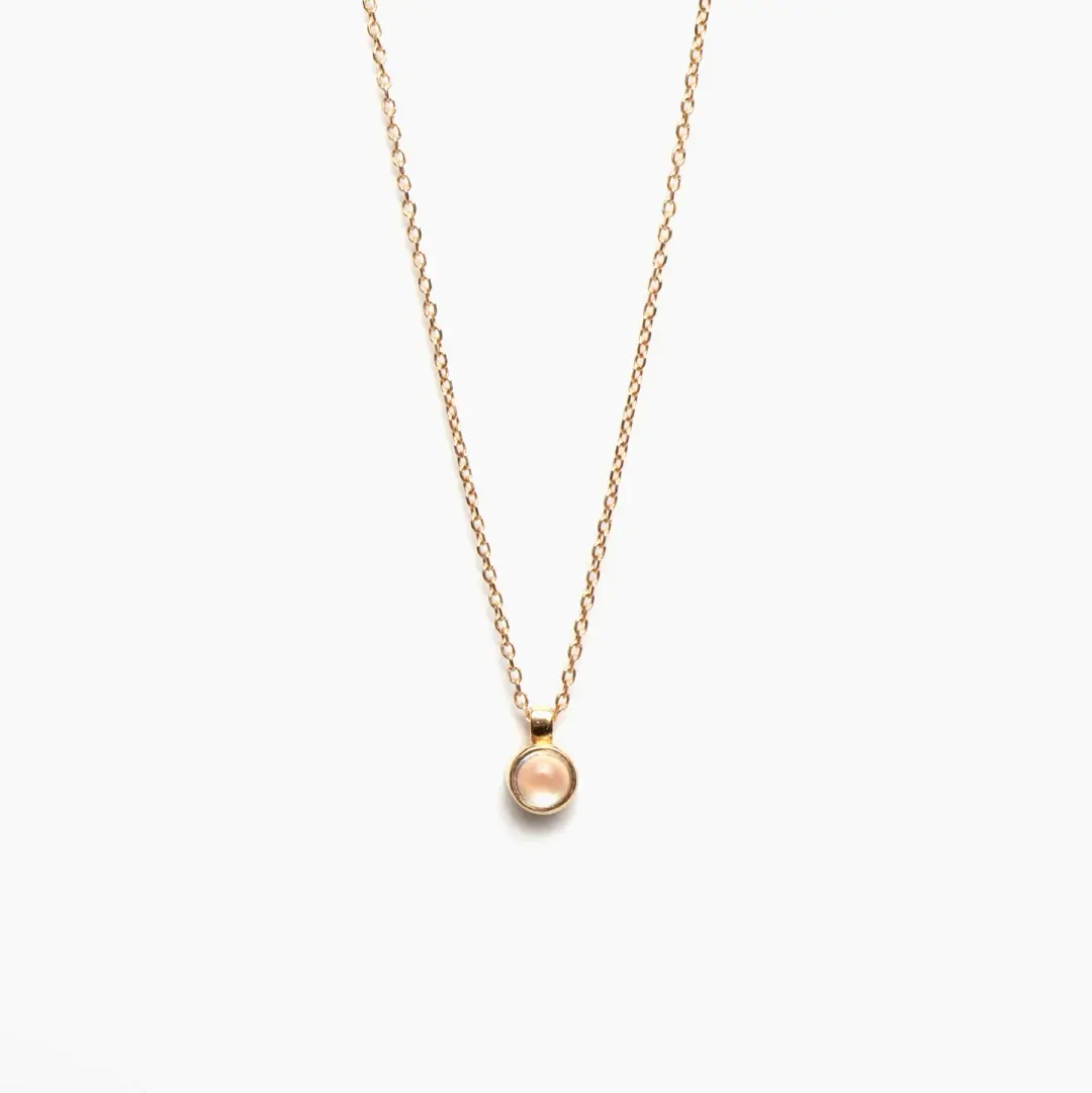 14K Yellow Gold Rainbow Moonstone Necklace