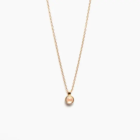 14K Yellow Gold Rainbow Moonstone Necklace