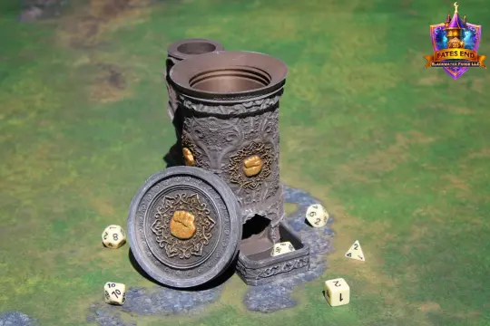 Monk 3D Printed RPG Dice Tower & Can Holder Combo: Fate's End Collection