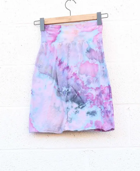 OOAK - Warrior Pencil Short Skirt / XS / Tissue Hemp / Ice Dye (119)