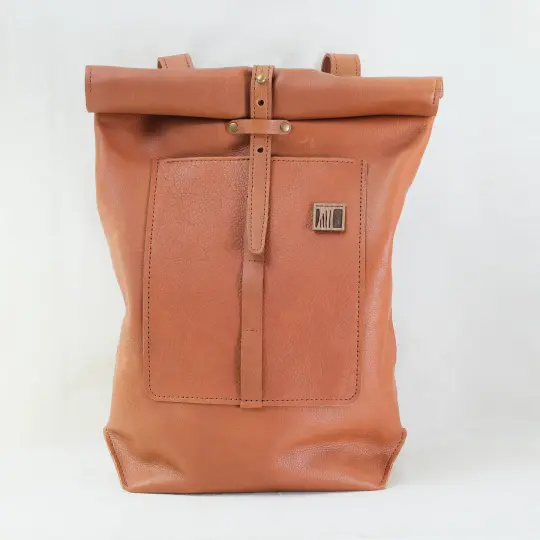 Roll Top Bike Bag 15" textured vintage tan
