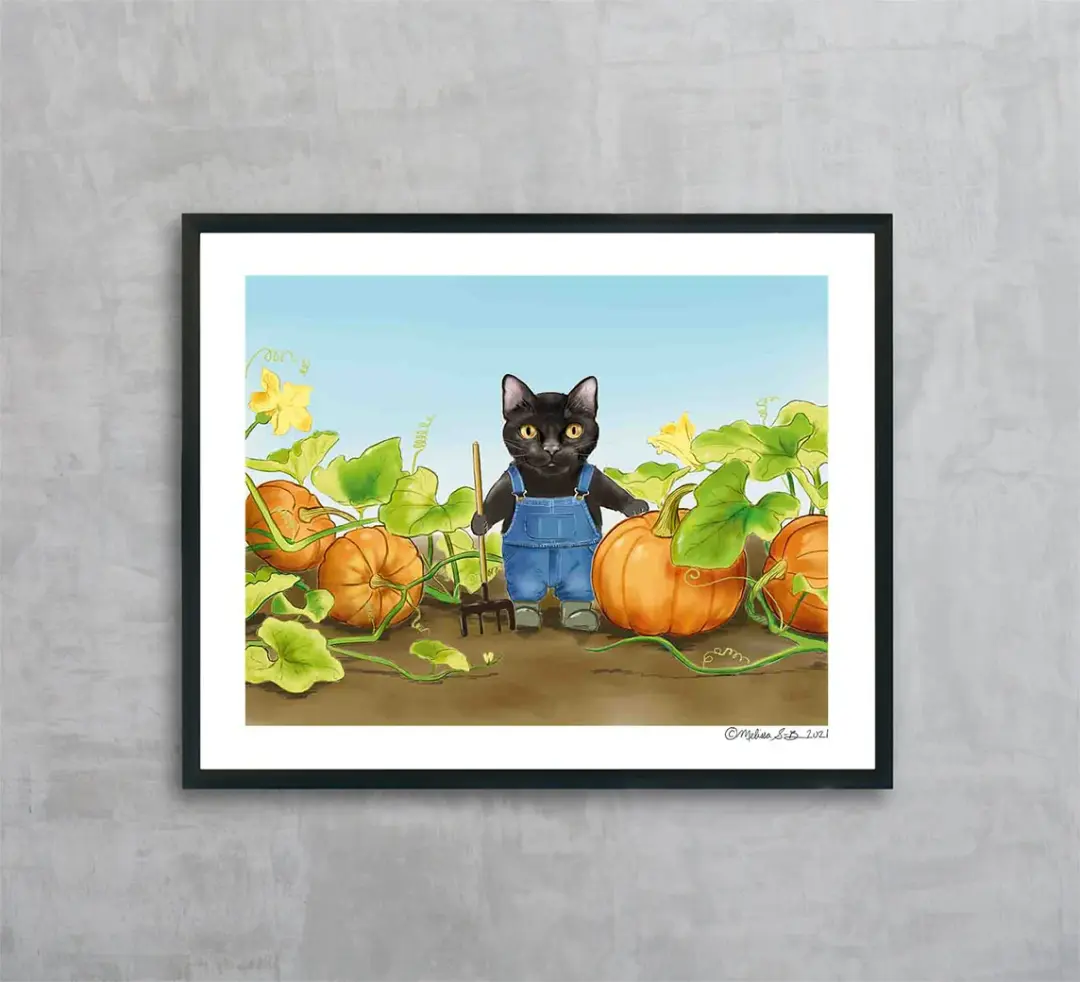 Pumpkin Farmer Kitty Fine Art Print
