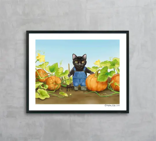 Pumpkin Farmer Kitty Fine Art Print