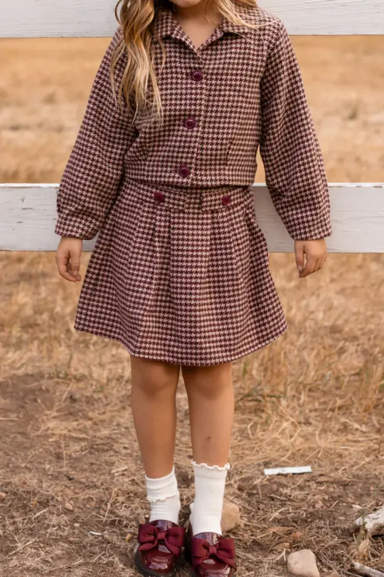 Mini Bradley Set in Mauve Houndstooth