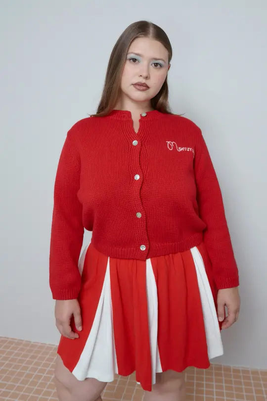 Mommy Cotton Cardigan Red