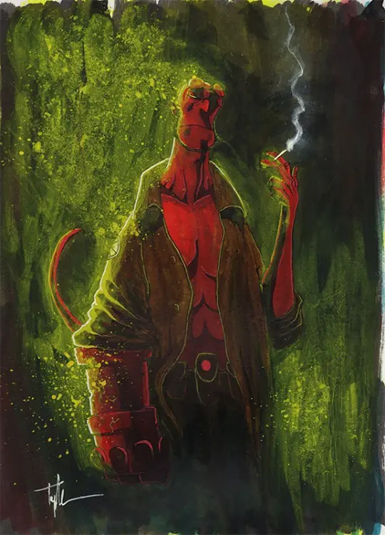 HELLBOY 9x12  PAINTING
