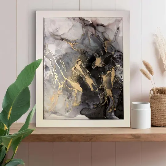 Noir Splendor | Signed Original Alcohol Ink Painting on Glass 11" x 14"