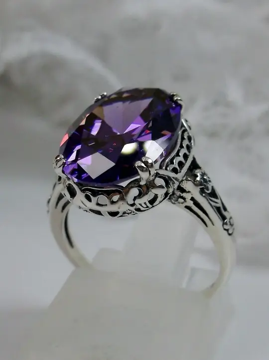 Purple CZ Ring, Revival Edwardian Jewelry #D70