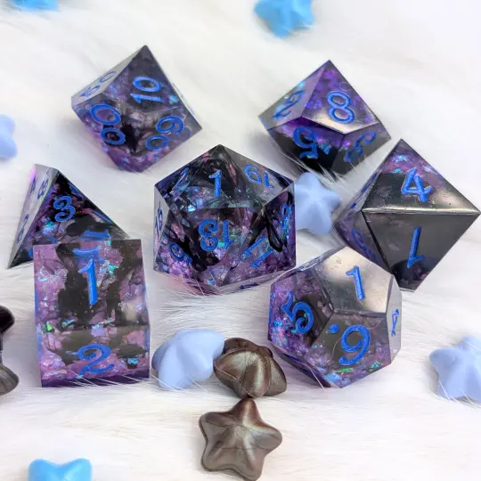 Sharp Edge DnD Dice Set - Purple & Black - Shadowspell