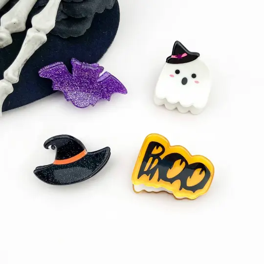 Halloween Mini Hair Clips, Ghost & Bat Cute Hair Accessories
