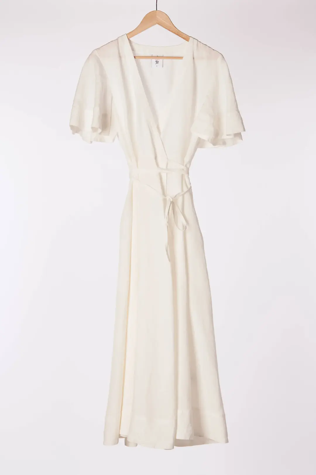 Maxi Wrap Dress, Butterfly Sleeve, White Magnolia