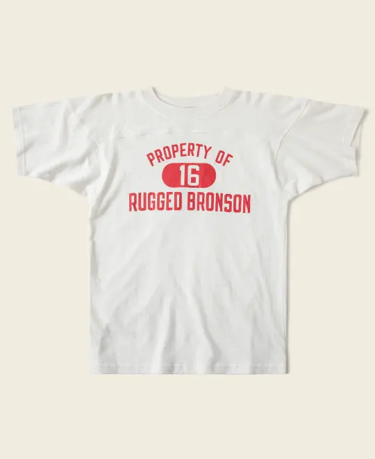 1950s Drop Shoulder Football T-Shirt - White