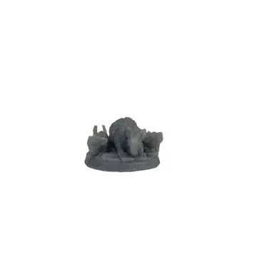 A photograph of an unpainted, 3D-printed grey resin miniature depicting a swarm of rats. A large, monstrous rat sits in the center, flanked by smaller rats, all posed on a stone-textured base.