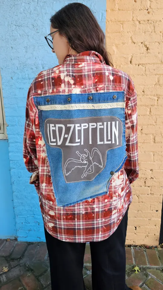 Led Zeppelin Bleached Flannel size Large #1505