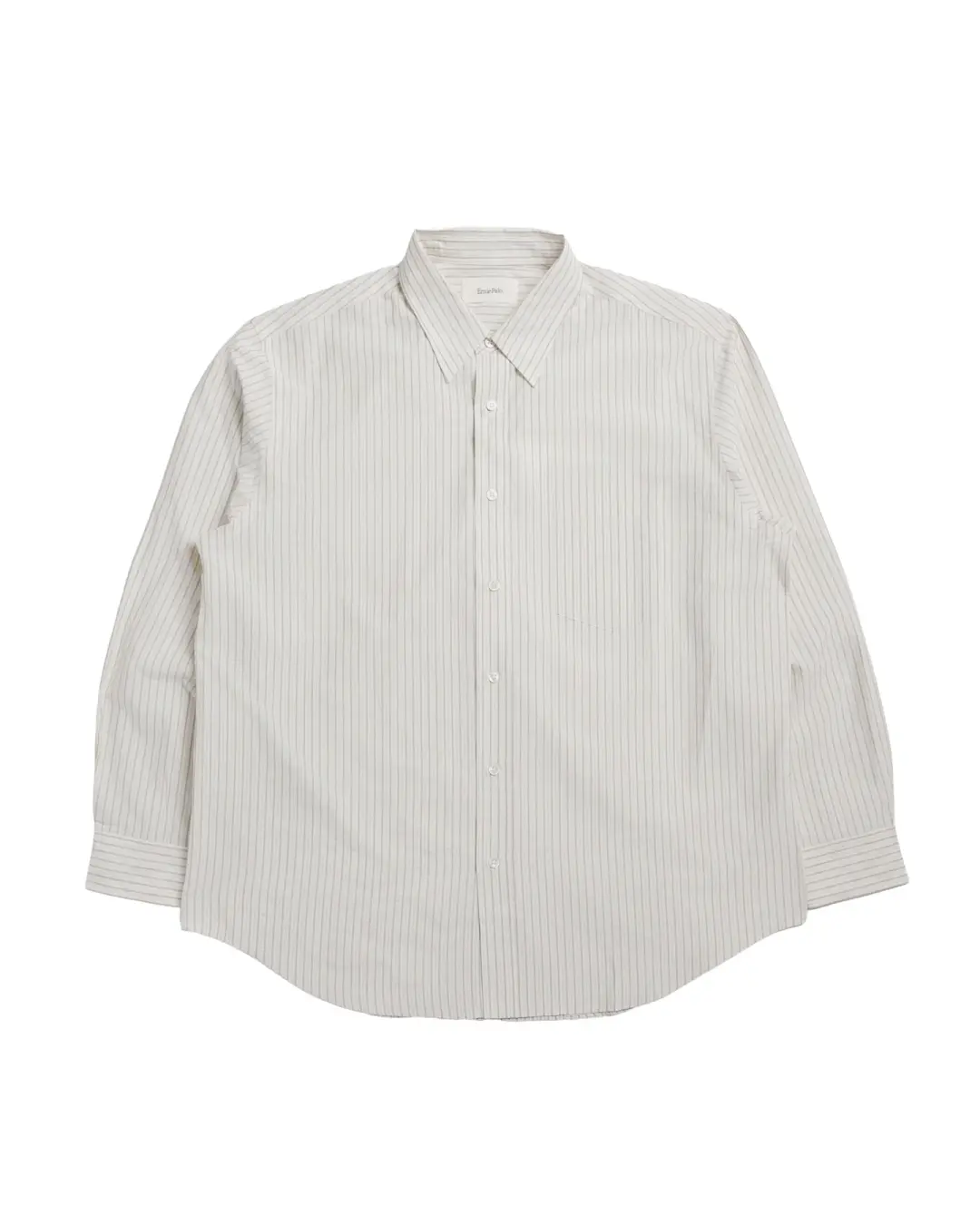 Ernie Palo Silk Cotton Shirt Beige Stripe
