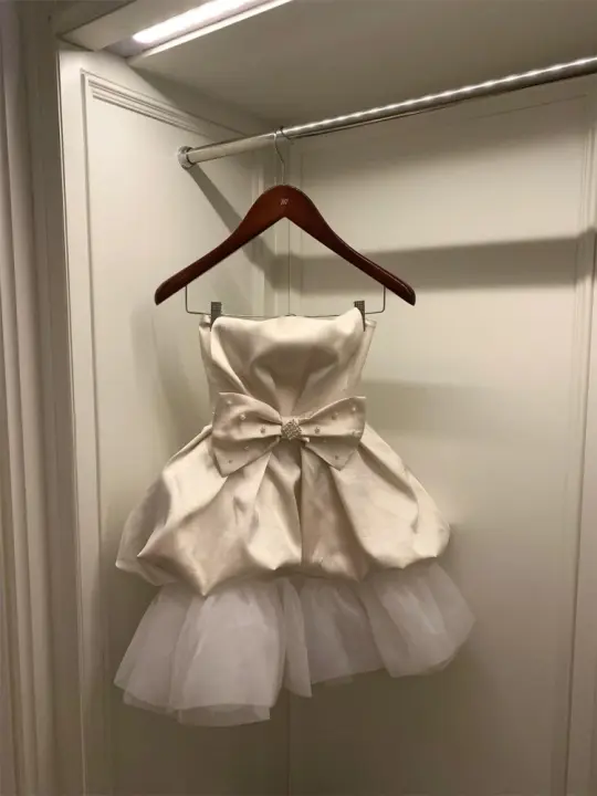 Sleeveless bow tube top dress female temperament skirt pure desire hot girl bud skirt homecoming dress R3011