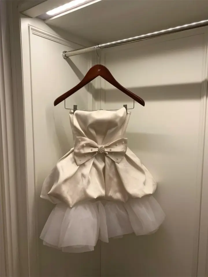 Sleeveless bow tube top dress female temperament skirt pure desire hot girl bud skirt homecoming dress R3011