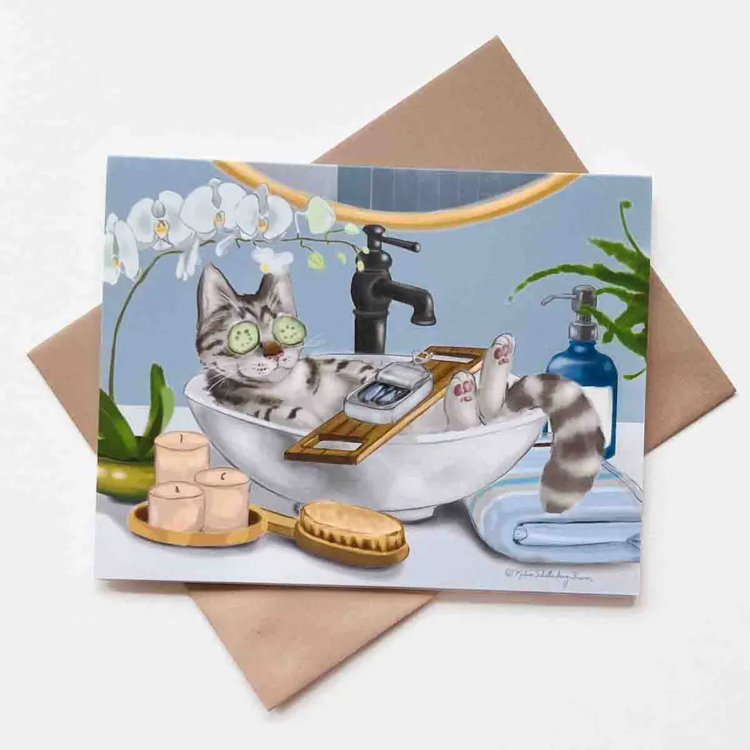 Kitty Spa Day Greeting Card