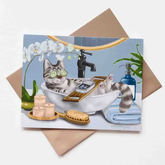 Kitty Spa Day Greeting Card