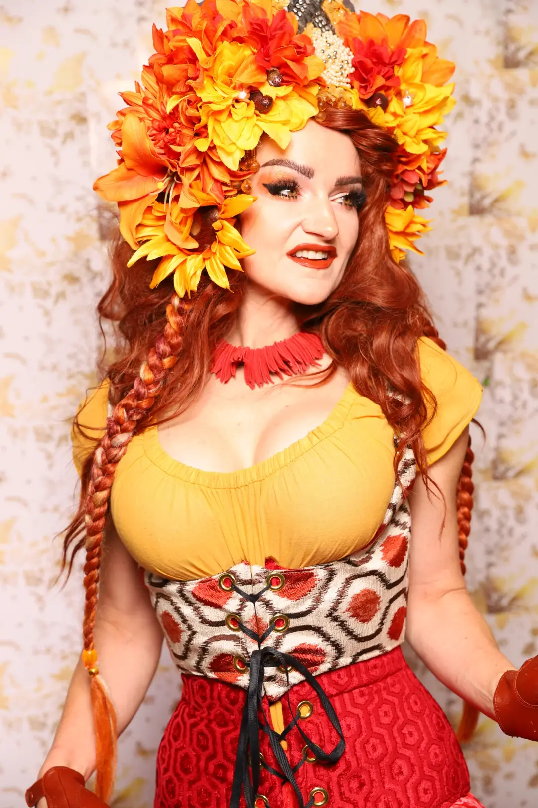 11. Cropped Vixen Underbust in Pomodoro Ikat - The Marinara Maidens Collection