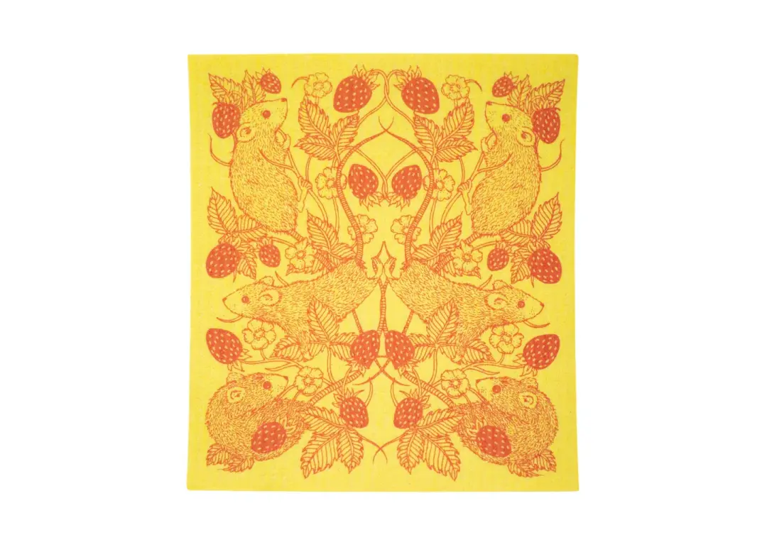 Yellow Mice Pattern Swedish Dishcloth