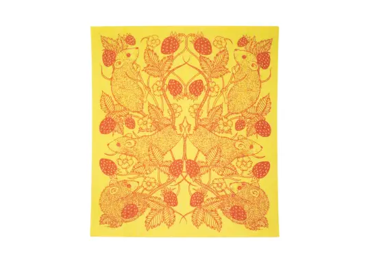Yellow Mice Pattern Swedish Dishcloth