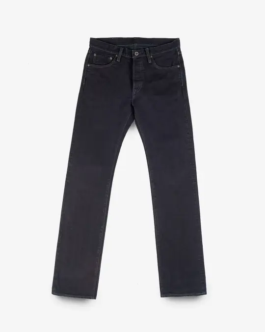14oz Selvedge Denim Slim Straight Cut Jeans - Indigo Overdyed Black
