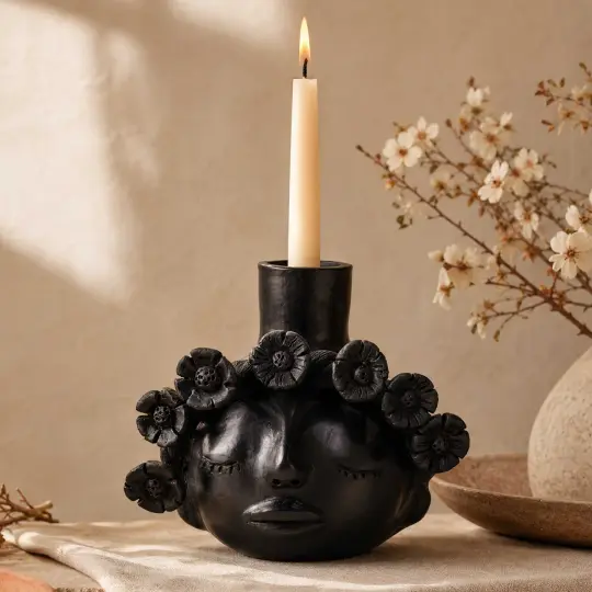 Barro Negro Reina Candle Holder
