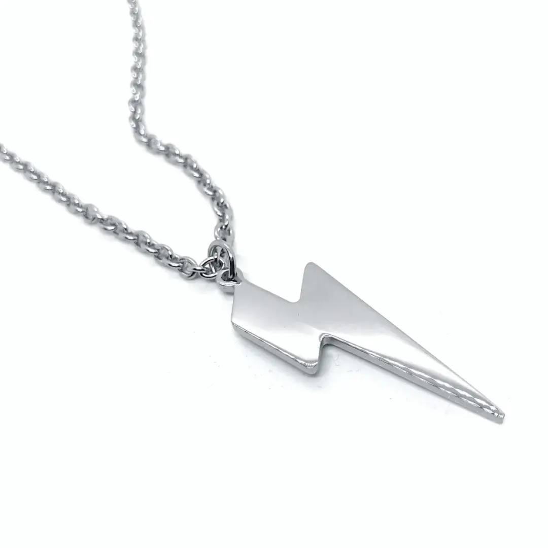 Steel Lightning Bolt Pendant and chain