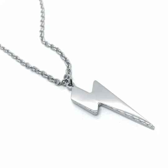 Steel Lightning Bolt Pendant and chain