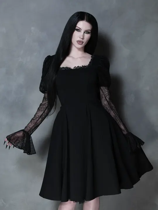 COMING BACK SOON - Renaissance Flared Dress in Black