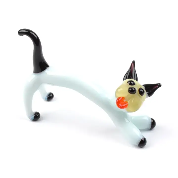 Stretching Cat Glass Figurine