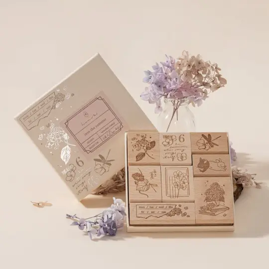 Hinoki - ‘Into the Summer’ Engraved Wooden Stamp Set