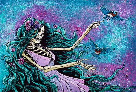 Ethereal Beauty Canvas Print - Day of the Dead Feminine Art by David Lozeau