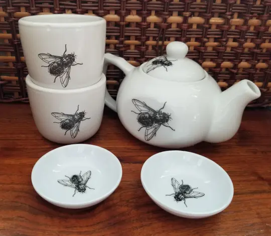 New Insect collection! Black housefly tea set