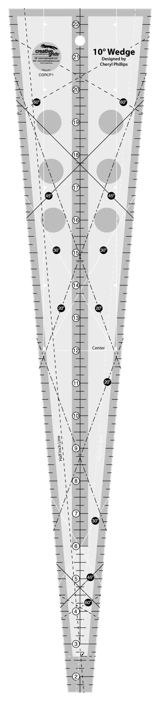 Creative Grids Quilt Ruler 10 Degree Wedge