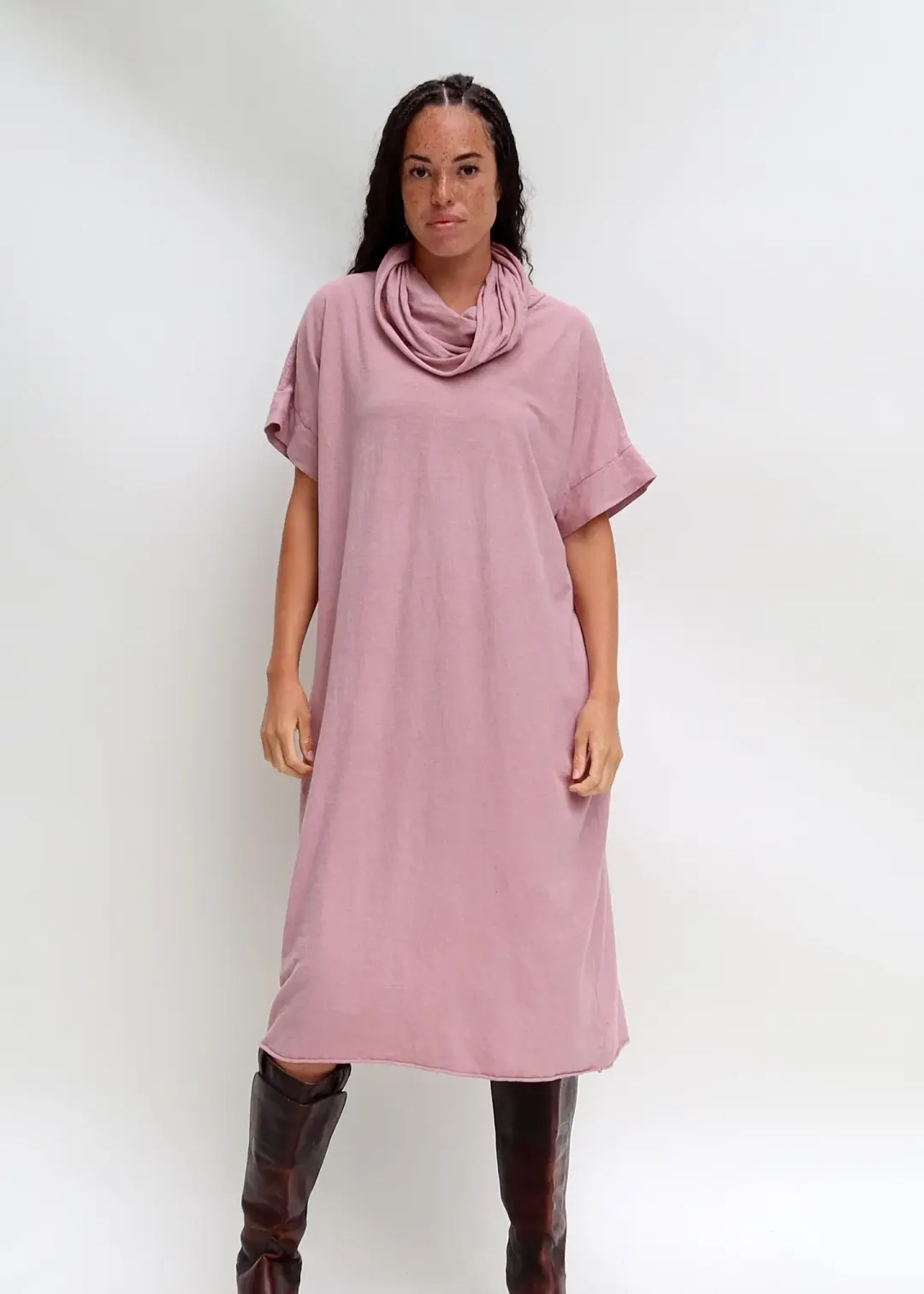 Chunky Cowl Magnolia Below Knee Kaftan