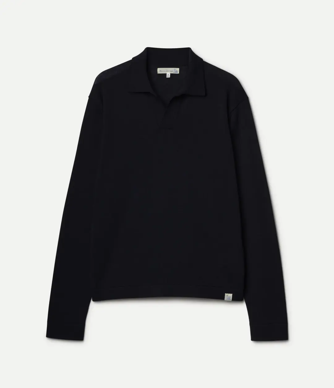 Refined Knitted Merino Wool Long Sleeve Polo Shirt