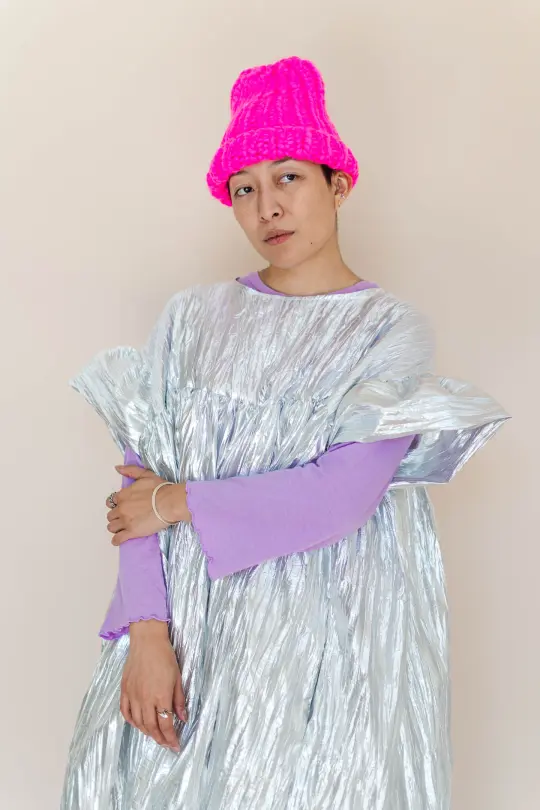 SILVER METALLIC MUSHROOM DRESS