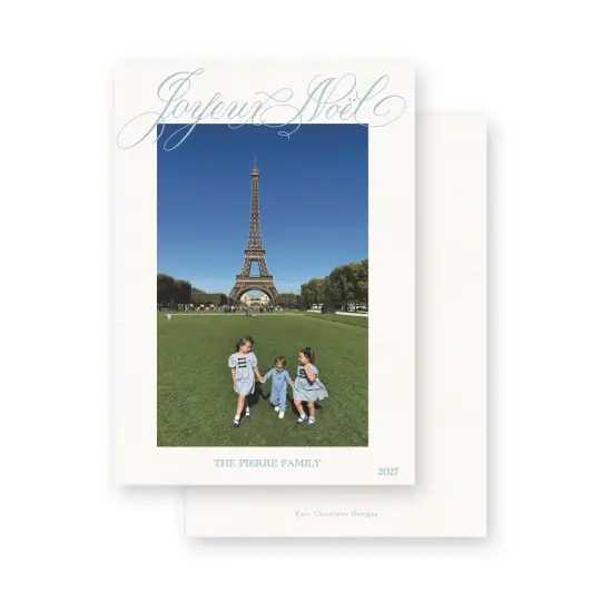 Blue "Joyeux Noel " Holiday Card