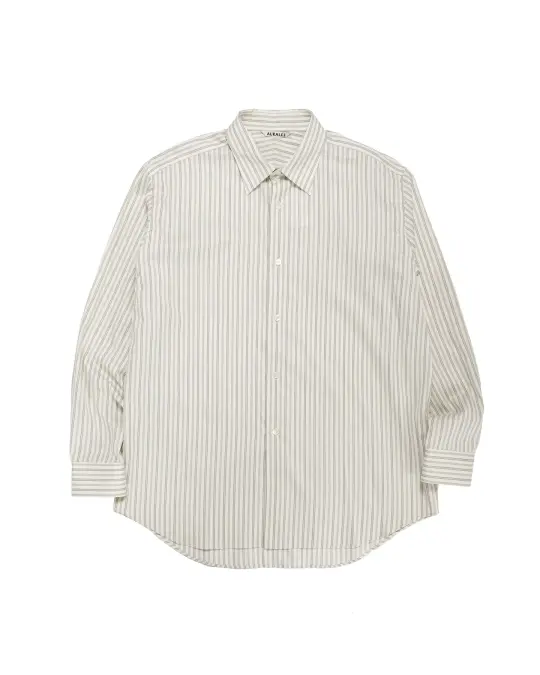 Auralee Cotton Silk Stripe Shirt Light Gray Stripe