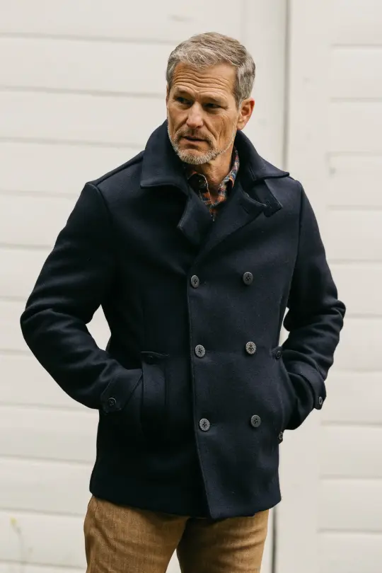 The Mallet Peacoat 21oz Melton Wool - Navy