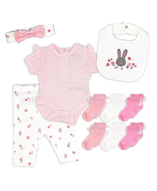 Lily & Jack Baby Girls 10 Piece Layette Set, Bunny, 3-6M