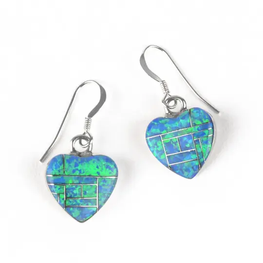 Opal Inlay Heart Earrings