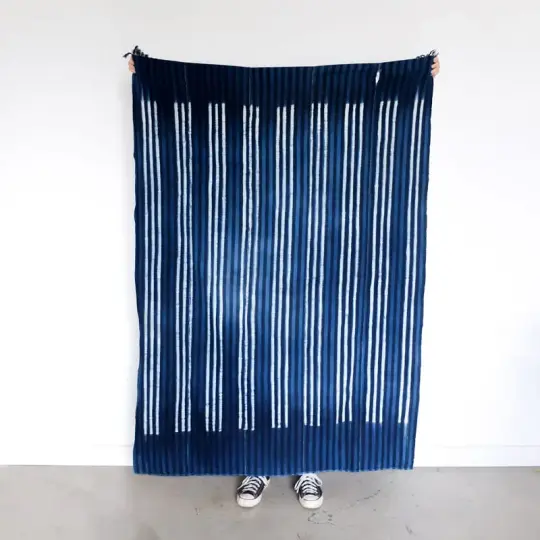 Burkina Faso Indigo with Stripes of Black and White