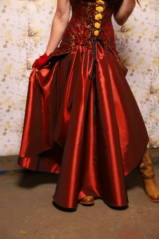 07. Crescent Skirt in Rust Taffeta - The Marinara Maidens Collection